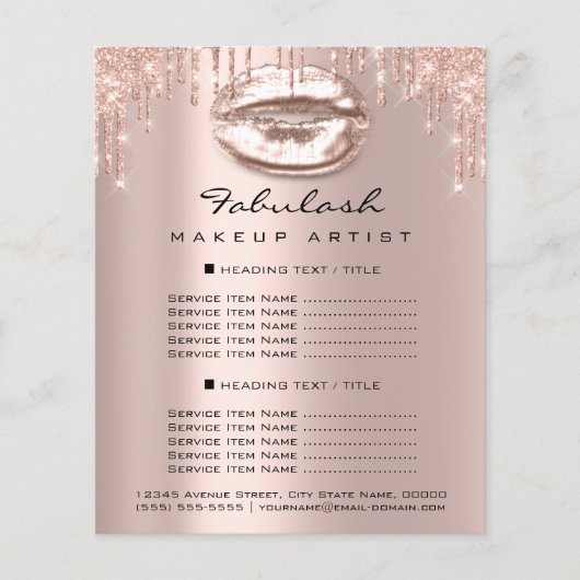 メイクアップアーティストサロンピンクグリッターフライヤースパークキス チラシ (正面)