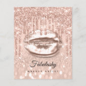 メイクアップアーティストサロンピンクグリッターフライヤーピーチキス1 チラシ (裏面)