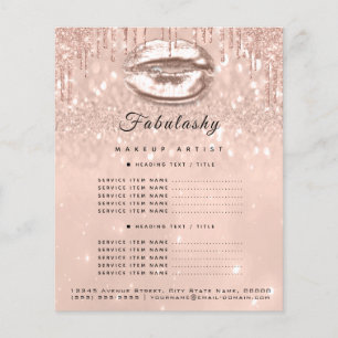 メイクアップアーティストサロンピンクグリッターフライヤーピーチキス チラシ