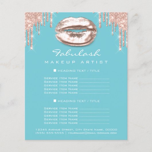 メイクアップアーティストサロンブルーグリッターフライヤースパークキス チラシ (正面)