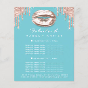メイクアップアーティストサロンブルーグリッターフライヤースパークキス チラシ