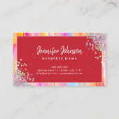 メイクアップアーティストサロンホログラフィックグリッター赤い唇 名刺 (裏面)