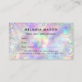 メイクアップアーティストサロンホログラフィックグリッター 予約カード (裏面)