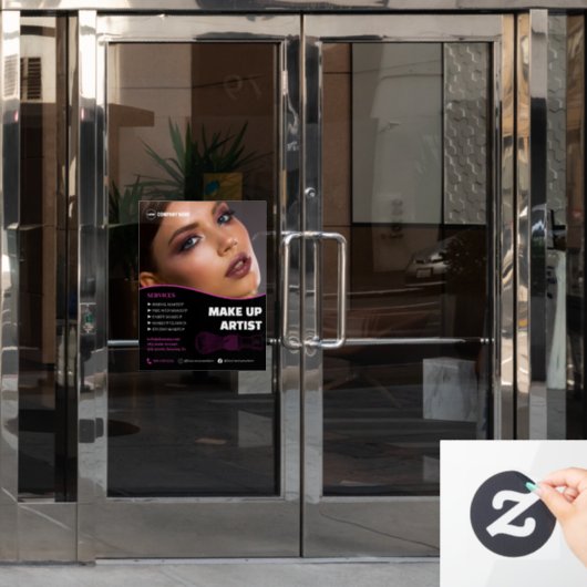 メイクアップアーティストサービスのウィンドウの固定 ウィンドウサイン (オフィスドア)