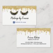 メイクアップアーティストシックなまつモダンき金ゴールド滴下 名刺 (正面/裏面)