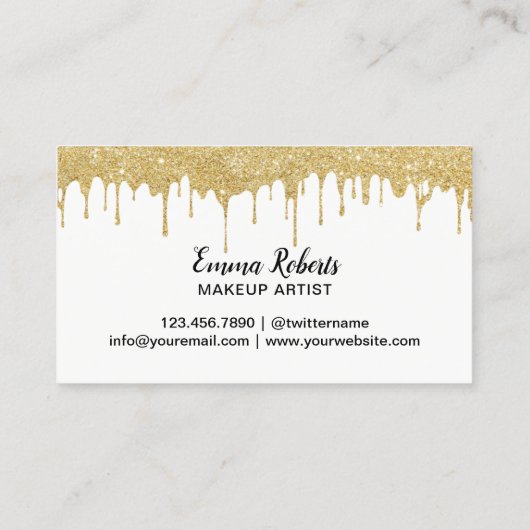 メイクアップアーティストシックなまつモダンき金ゴールド滴下 名刺 (裏面)