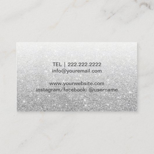メイクアップアーティストシックなブルーリップモダンシルバーグリッター 名刺 (裏面)