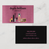 メイクアップアーティストシックなメタリックバラ金ゴールドとブラック 名刺 (正面/裏面)