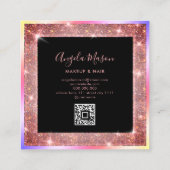 メイクアップアーティストシックサロンQRコードユニークスクウェア スクエア名刺 (裏面)