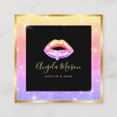 メイクアップアーティストシックサロンQRコードユニーク スクエア名刺 (正面)