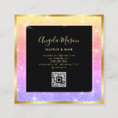 メイクアップアーティストシックサロンQRコードユニーク スクエア名刺 (裏面)