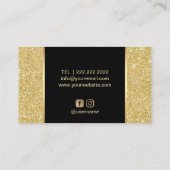 メイクアップアーティストシックリップモダン金ゴールドグリッター 名刺 (裏面)