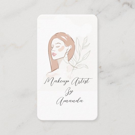 メイクアップアーティストシック美しいナチュラル 名刺 (正面)