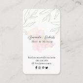 メイクアップアーティストシック美しいナチュラル 名刺 (裏面)