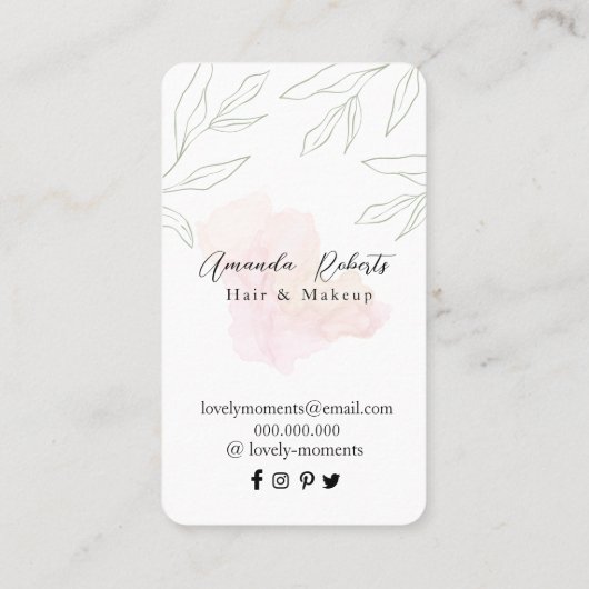 メイクアップアーティストシック美しいナチュラル 名刺 (裏面)