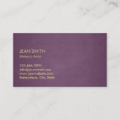 メイクアップアーティストシック金ゴールドリップエレガントパープル 名刺 (裏面)
