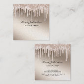 メイクアップアーティストシャンパーニュグリッターとスパークル スクエア名刺 (正面/裏面)