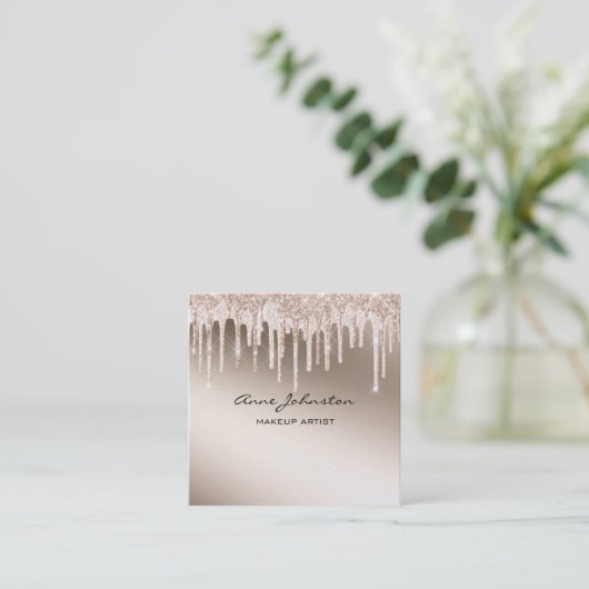 メイクアップアーティストシャンパーニュグリッターとスパークル スクエア名刺 (スタンド正面)