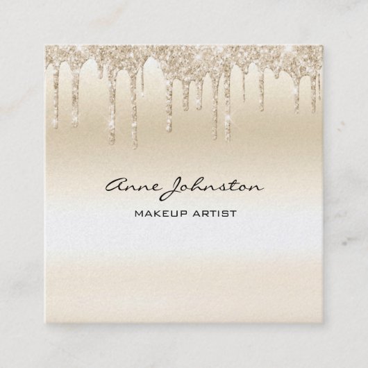 メイクアップアーティストシャンパーニュグリッターとスパークル スクエア名刺 (正面)