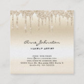 メイクアップアーティストシャンパーニュグリッターとスパークル スクエア名刺 (裏面)