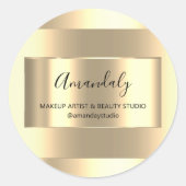 メイクアップアーティストショップ額縁金ゴールドお願い ラウンドシール (正面)