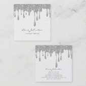 メイクアップアーティストシルバーグリッターと輝き スクエア名刺 (正面/裏面)