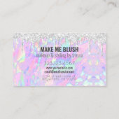 メイクアップアーティストシルバーグリッタードリップス虹色オパール 名刺 (裏面)