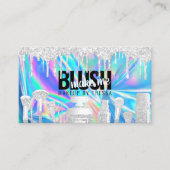 メイクアップアーティストシルバーグリッタードリップホログラフィックブルー 名刺 (正面)