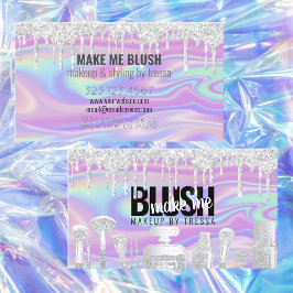 メイクアップアーティストシルバーグリッタードリップ虹色スワール 名刺