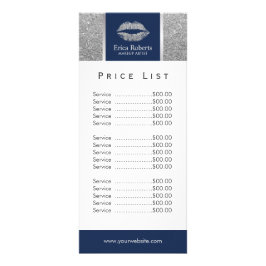 メイクアップアーティストシルバーグリッターリップサロン価格表 ラックカード