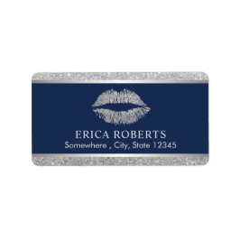 メイクアップアーティストシルバーグリッターリップネイビーブルーサロン ラベル