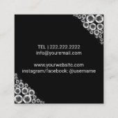 メイクアップアーティストシルバーグリッターリップモダンサロン スクエア名刺 (裏面)