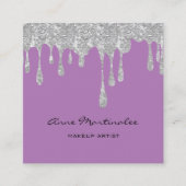 メイクアップアーティストシルバードリッピンググリッター スクエア名刺 (正面)