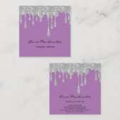 メイクアップアーティストシルバードリッピンググリッター スクエア名刺 (正面/裏面)