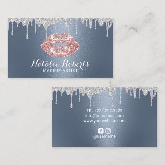 メイクアップアーティストシルバードリップスシックリップスほこりまみれの青 名刺 (正面/裏面)