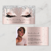 メイクアップアーティストシルバーバララッシュ紙吹雪ドリップフォト 名刺 (正面/裏面)