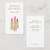 メイクアップアーティストシークインリップスティックのロゴ 名刺 (正面/裏面)