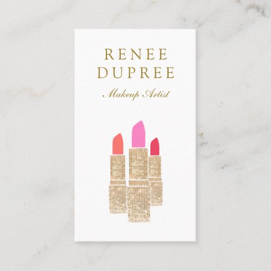 メイクアップアーティストシークインリップスティックのロゴ 名刺 (正面)