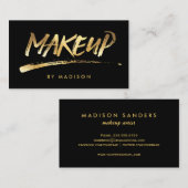 メイクアップアーティストスクリプトブラシ書道金ゴールドルック 名刺 (正面/裏面)