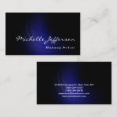 メイクアップアーティストスクリプトブルーブラックビジネスカード 名刺 (正面/裏面)