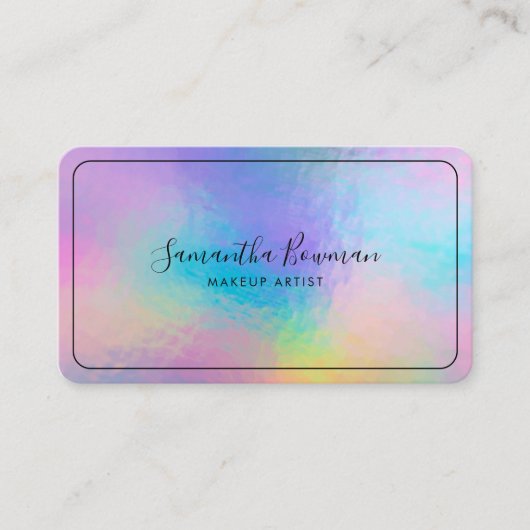 メイクアップアーティストスクリプトモダンホログラフィフェイクック 名刺 (正面)