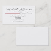 メイクアップアーティストスクリプト白黒レッドビジネスカード 名刺 (正面/裏面)