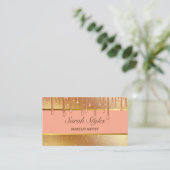 メイクアップアーティストスタイリストグラムバラ金ゴールドグリッター 名刺 (スタンド正面)