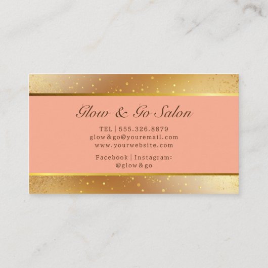 メイクアップアーティストスタイリストグラムバラ金ゴールドグリッター 名刺 (裏面)