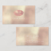 メイクアップアーティストスタイリストリップバラ金ゴールドピンク赤面 名刺 (正面/裏面)