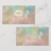 メイクアップアーティストスタイリストリップパステルピンクミントグラデーションホテル 名刺 (正面/裏面)