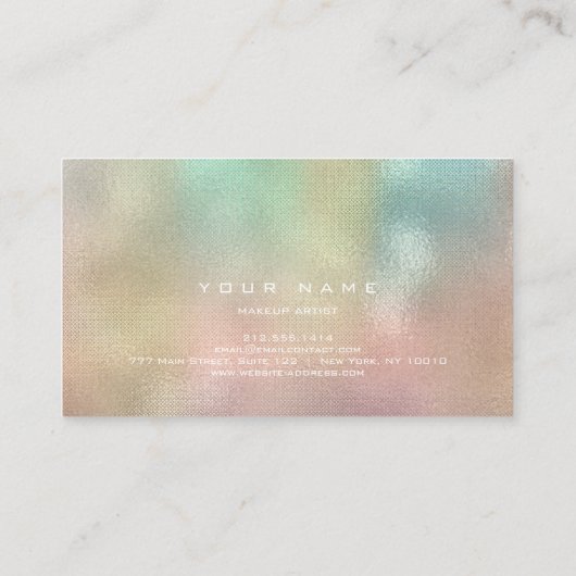 メイクアップアーティストスタイリストリップパステルピンクミントグラデーションホテル 名刺 (裏面)
