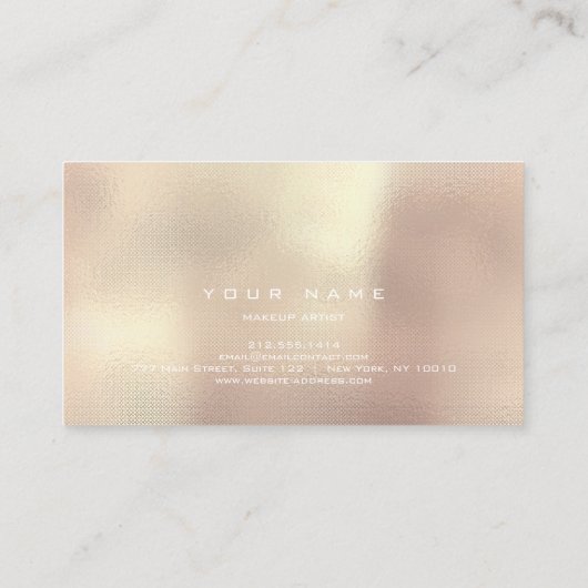 メイクアップアーティストスタイリスト銅バラ金ゴールドピンク赤面 名刺 (裏面)