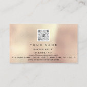 メイクアップアーティストスタイリスト銅バラ金ゴールドピンクQRCODE 名刺 (裏面)