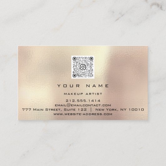 メイクアップアーティストスタイリスト銅バラ金ゴールドピンクQRCODE 名刺 (裏面)
